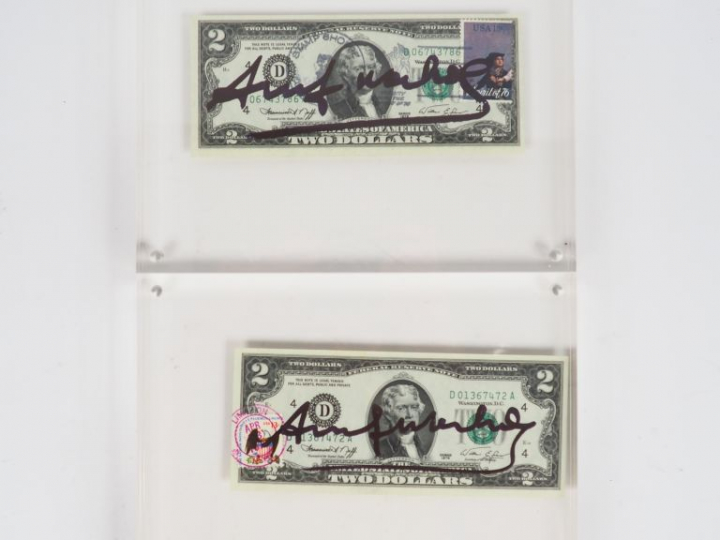 Andy WARHOL (d'après). "2 dollars (Thomas Jefferson)". 2 Estampes sign