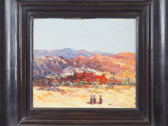 Vente aux enchères PROCHESKA. "Paysage d'Afrique du nord". Huile sur carton, signée en ba