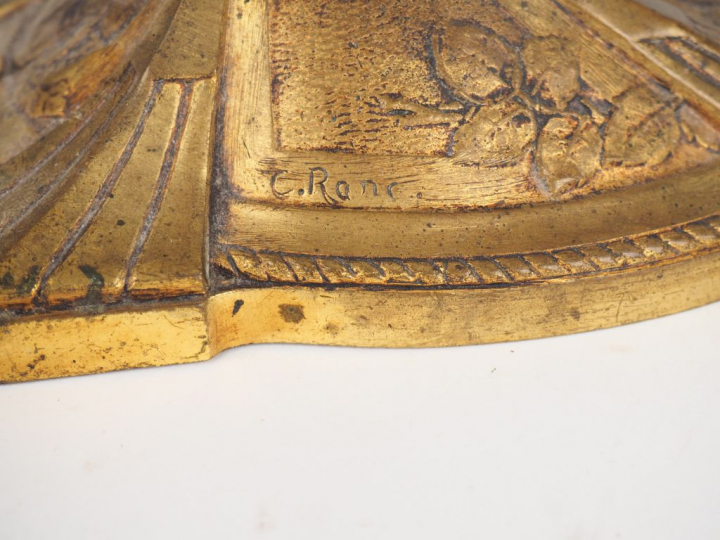 Charles RANC   SCHNEIDER. Lampe Art Nouveau en bronze à décor de roses