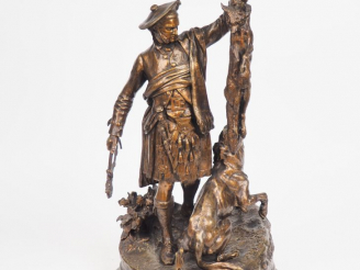 Vente aux enchères Pierre Jules MENE. "Le chasseur écossais". Groupe en bronze à patine m