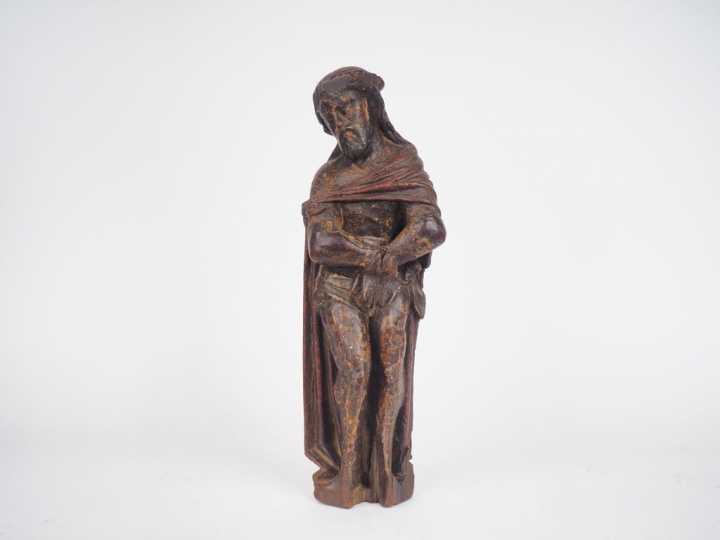 Ecole française XVIIIème. "Christ aux liens". Sujet en bois sculpté po
