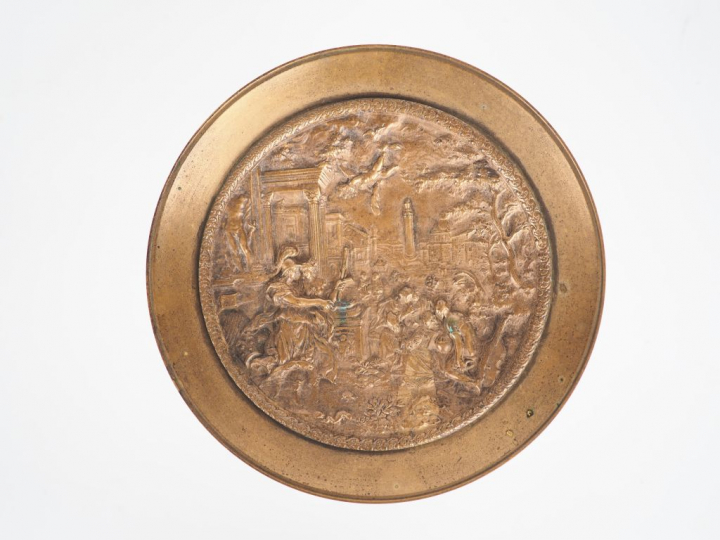 Coupe sur pied Napoléon III de style Renaissance en bronze et laiton, 