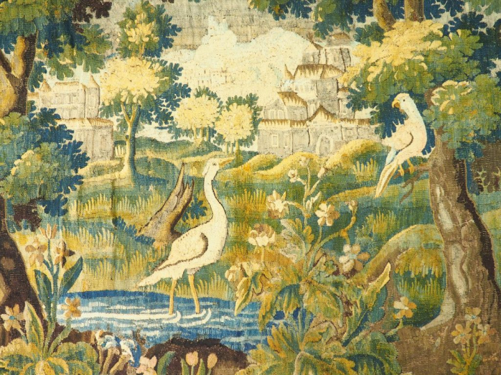 Grande tapisserie d'Aubusson XVIIème.  "verdure". Dim. 260,5 x 471 cm