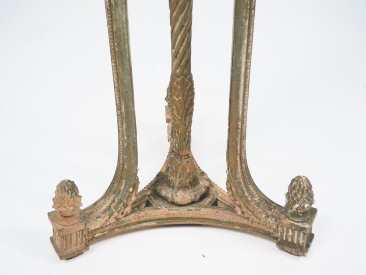 Sellette XIXème de style Louis XVI en bois laqué vert à décor de pomme