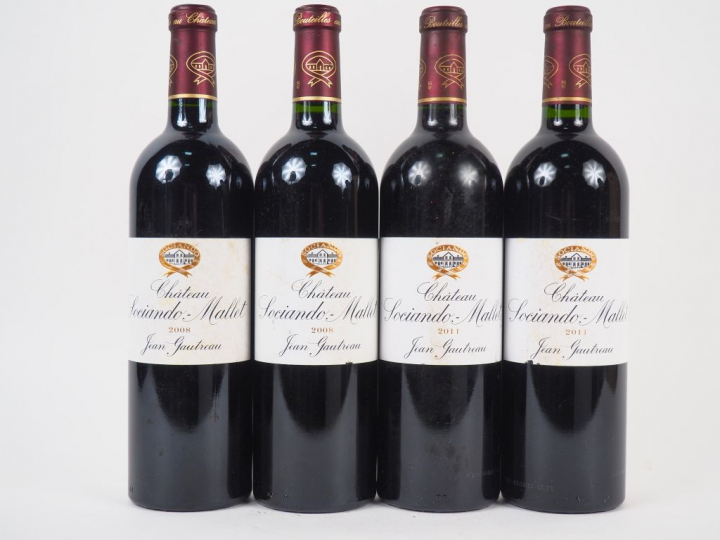 4 BOUTEILLES CHÂTEAU SOCIANDO MALLET HAUT MÉDOC  : 2 de 2008 - 2 de 20