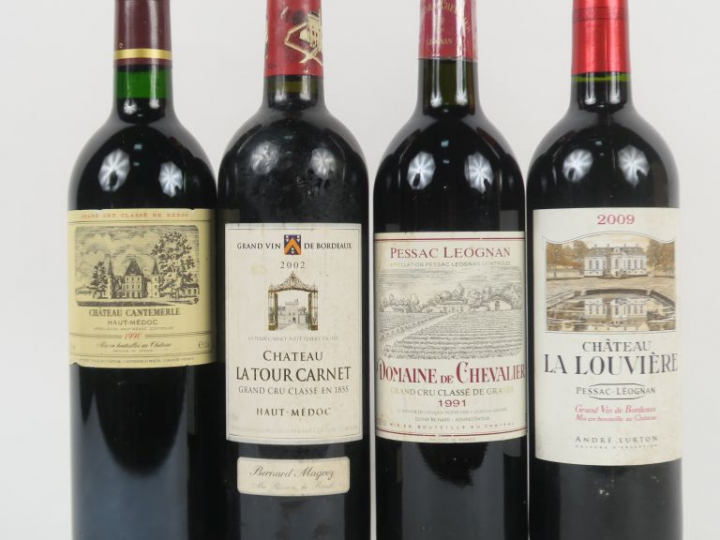 4 BOUTEILLES : 1 CHÂTEAU LA TOUR CARNET GCC HAUT MÉDOC 2002 - 1 CHÂTEA