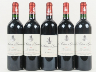 Vente aux enchères 5 BOUTEILLES LA SIRÈNE DE GISCOURS MARGAUX : 4 de 2001 - 1 de 2005
