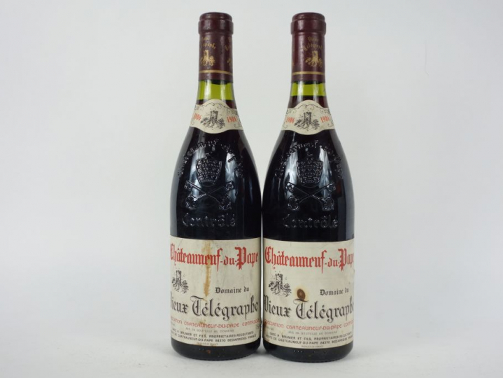 2 BOUTEILLES CHÂTEAUNEUF DU PAPE DOMAINE DU VIEUX TÉLÉGRAPHE  - 1986 -