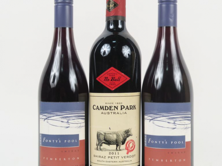 3 BOUTEILLES VINS AUSTRALIENS : 1 CAMDEN PARK SHIRAZ PETIT VERDOT 2011