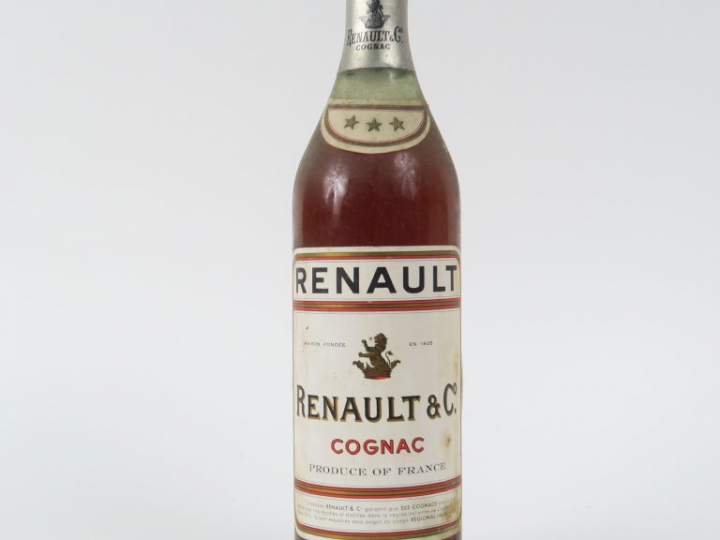 1 VIEILLE BOUTEILLE COGNAC RENAULT - CAPS ÉTAIN