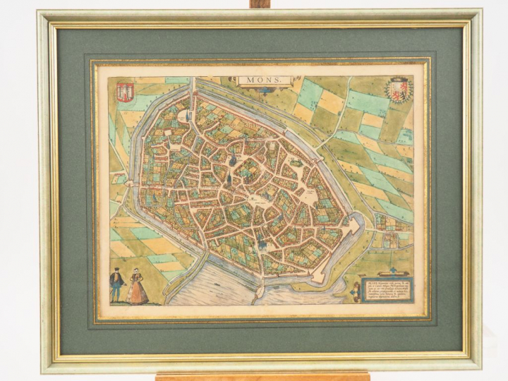 [ATLAS]. ENSEMBLE DE 5 PLANS XVIe-XVIIe DE VILLES BELGES en coloris d’