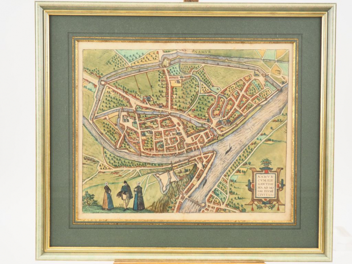 [ATLAS]. ENSEMBLE DE 5 PLANS XVIe-XVIIe DE VILLES BELGES en coloris d’