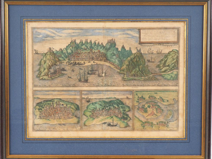 [ATLAS]. PLAN XVIe-XVIIe DE VILLES AFRICAINES en coloris d’époque tiré