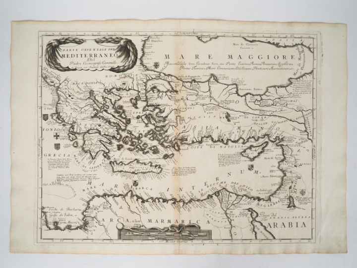 [ATLAS]. ENSEMBLE DE 7 CARTES ANCIENNES SUR LA MÉDITERRANÉE :  -	SANSO