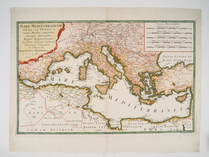 [ATLAS]. ENSEMBLE DE 5 CARTES ANCIENNES SUR LA MÉDITERRANÉE :  -	VAUGO