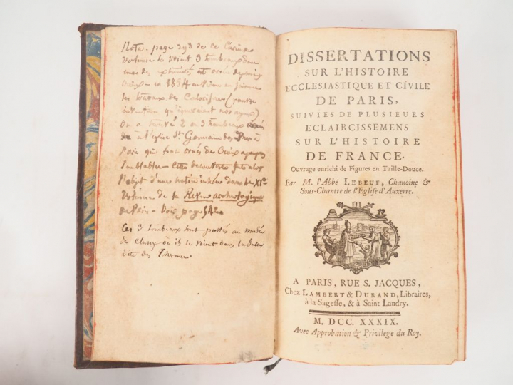 LEBEUF (Abbé Jean). DISSERTATIONS SUR L’HISTOIRE ECCLÉSIASTIQUE ET CIV
