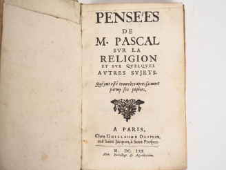 Vente aux enchères PASCAL (Blaise). PENSÉES de M. Pascal sur la Religion et sur quelques 