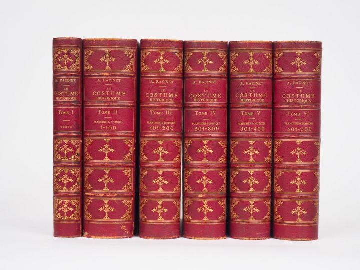 RACINET (A.). LE COSTUME HISTORIQUE. P., Firmin-Didot, 1888. Six volum