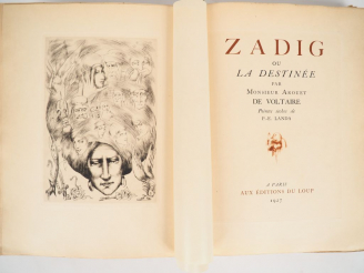 Vente aux enchères VOLTAIRE. ZADIG ou La Destinée. Paris, Éditions du Loup, 1927. Grand i