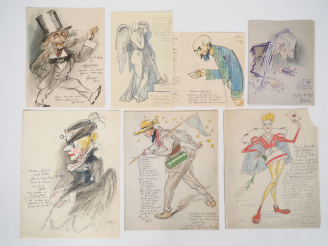 Vente aux enchères BAC (Ferdinand). LETTRES AUTOGRAPHES ET DESSINS ORIGINAUX adressés par