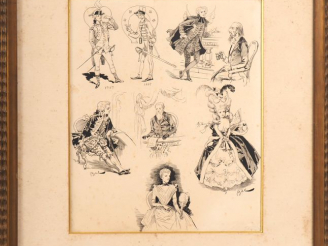 Vente aux enchères BAC (Ferdinand). PLANCHE DE DESSINS ORIGINAUX. Un f. de carton fort (2