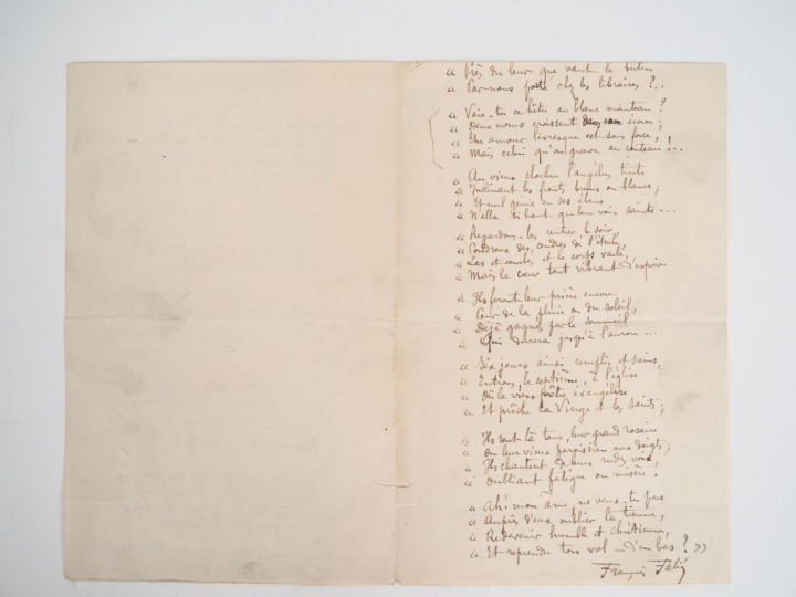 FABIÉ (François) (1846-1928). POÈME AUTOGRAPHE signé. Deux pages sur u
