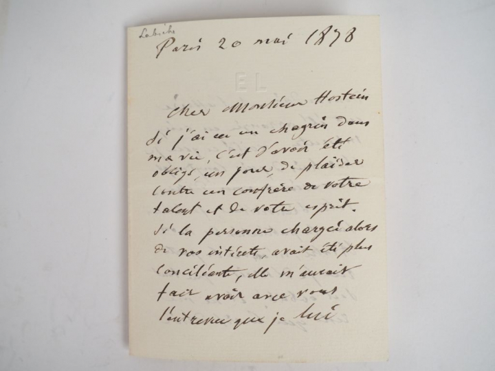 LABICHE (Eugène) (1815-1888). LETTRE AUTOGRAPHE signée. 2 page ½ sur u