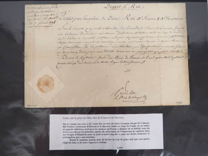 LOUIS XVIII (1755-1824). NOMINATION du Sieur de CAHUZAC DUVERDIER au g