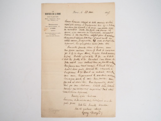 Vente aux enchères MURGER (Henry) (1822-1861). LETTRE AUTOGRAPHE SIGNÉE. Paris, 28 mai 18