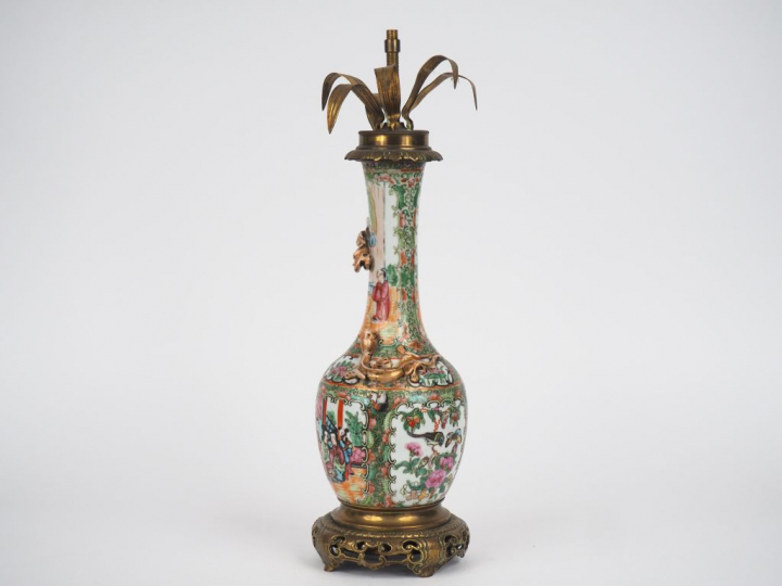 Vase bouteille à long col, partie inférieure de vase en porcelaine de 