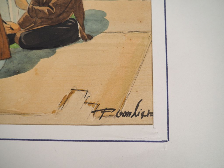 PHAM VAN LIEN. "Les musiciens". Aquarelle signée en bas à droite et da