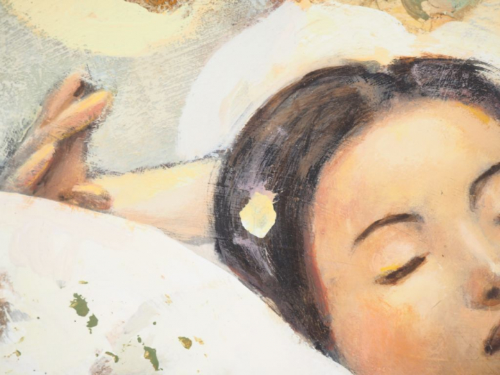 G. CHARRETON. "Odalisque extrême orientale". Technique mixte signée en