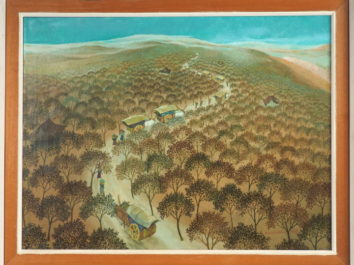 KUNCANA. "Retour de la cueillette à travers les champs"  Huile sur toi