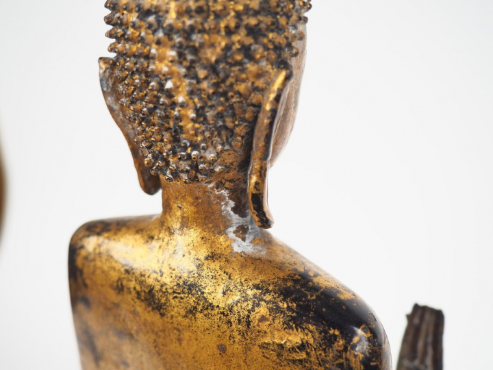 Rattanakosin, XVIIIe siècle  Grand sujet en bronze laqué et doré repré