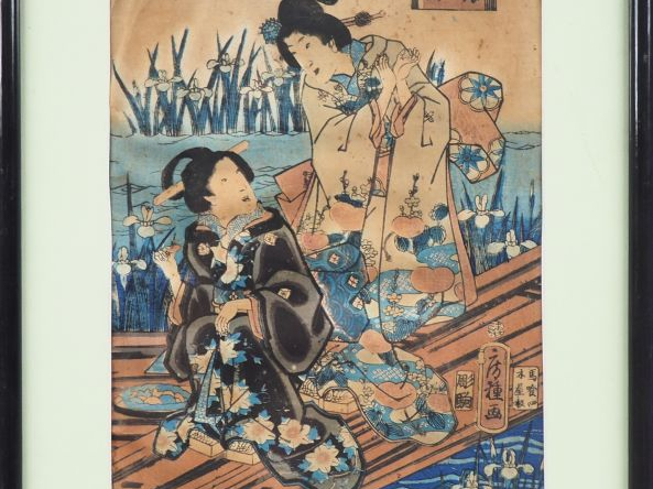Japon, Utagawa Fusatane (act. 1854-1888) Estampe yoko-e représentant l