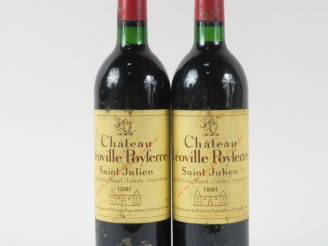 Vente aux enchères 2 BOUTEILLES CHÂTEAU LEOVILLE POYFERRE GCC ST JULIEN - 1981 - BG/BS