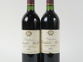 Vente aux enchères 2 BOUTEILLES CHÂTEAU SOCIANDO MALLET HAUT MEDOC - 1982 - BG/ETLA