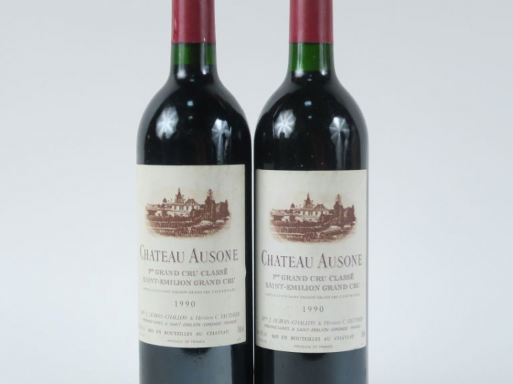 2 BOUTEILLES CHÂTEAU AUSONE 1er GCC ST EMILION - 1990 - BG