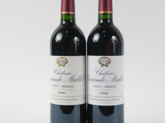 Vente aux enchères 2 BOUTEILLES CHÂTEAU SOCIANDO MALLET HAUT MEDOC - 1996
