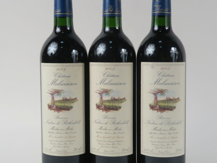 3 BOUTEILLES CHÂTEAU MALMAISON MOULIS - 2003