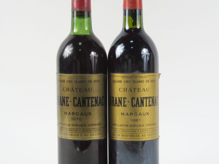 2 BOUTEILLES CHÂTEAU BRANE CANTENAC GCC MARGAUX : 1 de 1976 LB - 1 de 