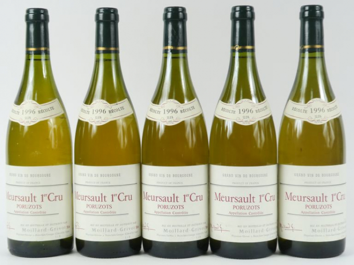 5 BOUTEILLES MEURSAULT 1er CRU 'PORUZOTS' MOILLARD GRIVOT - 1996