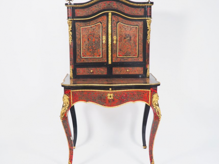 Secrétaire Napoléon III de style Louis XIV en marqueterie Boulle, rich