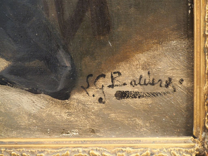 Luigi BALDERO. "La diseuse de bonne aventure". Huile sur toile, signée