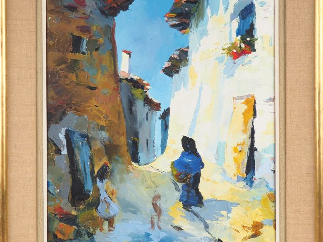 D. BONNIN. "ruelle en Afrique de nord". Huile sur toile, signée en bas