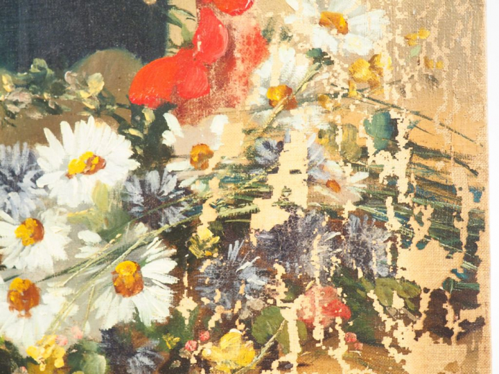 Amédée DE CARANZA. "Bouquet de fleurs". Huile sur toile, signée en bas