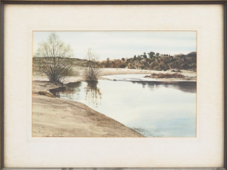 Vente aux enchères Michel DESROCHERS. "l'Hérault au pont du diable". Aquarelle, signée en