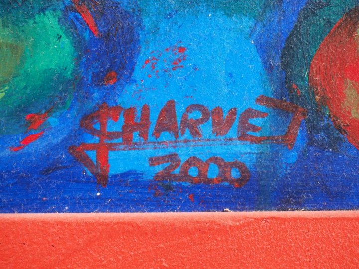 CHARVET. "Visage féminin". Huile sur isorel, signée et datée 2000 en b
