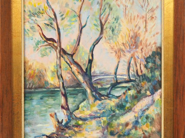 CHARPENTIER. "Paysage d'automne". Huile sur toile, signée en bas à dro