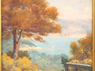 Vente aux enchères Albert CEZARD. "Bord de mer". Huile sur isorel, signée en haut à droit